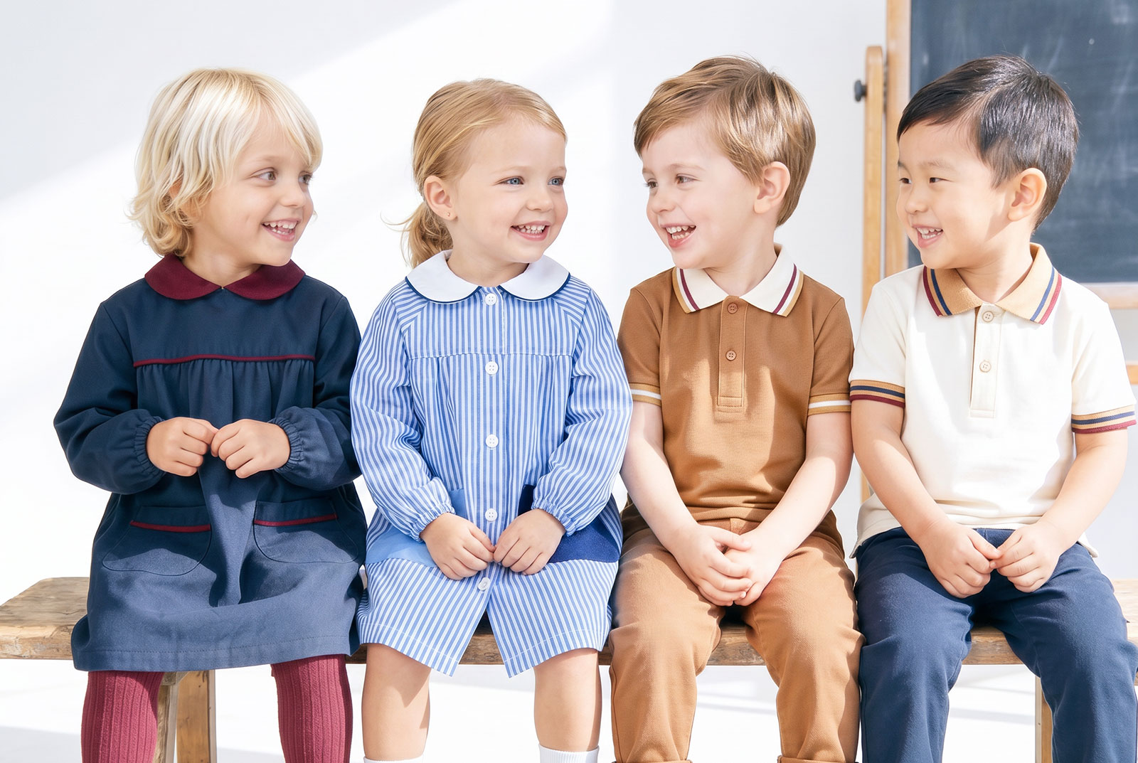 Niños de educación infantil con uniformes ROOTS
